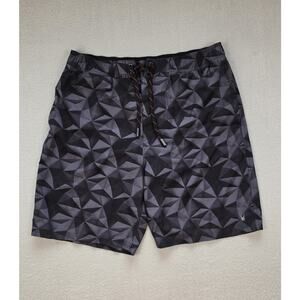 Spyder Men’s Swim Trunks Black Gray Geometric Board Shorts Size XL TG
